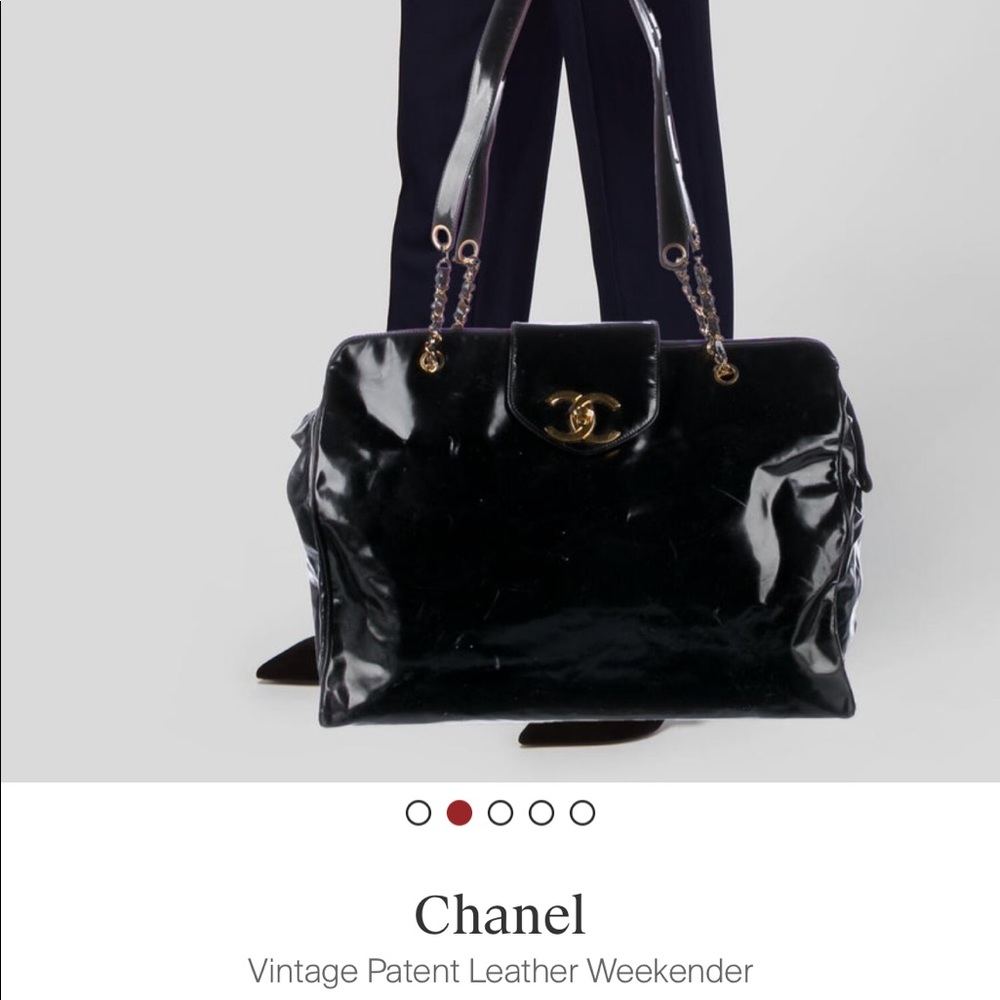 Vintage Chanel overnight patent leather bag